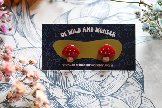 Mushroom clay earrings set2 - Of Wild and Wonder
