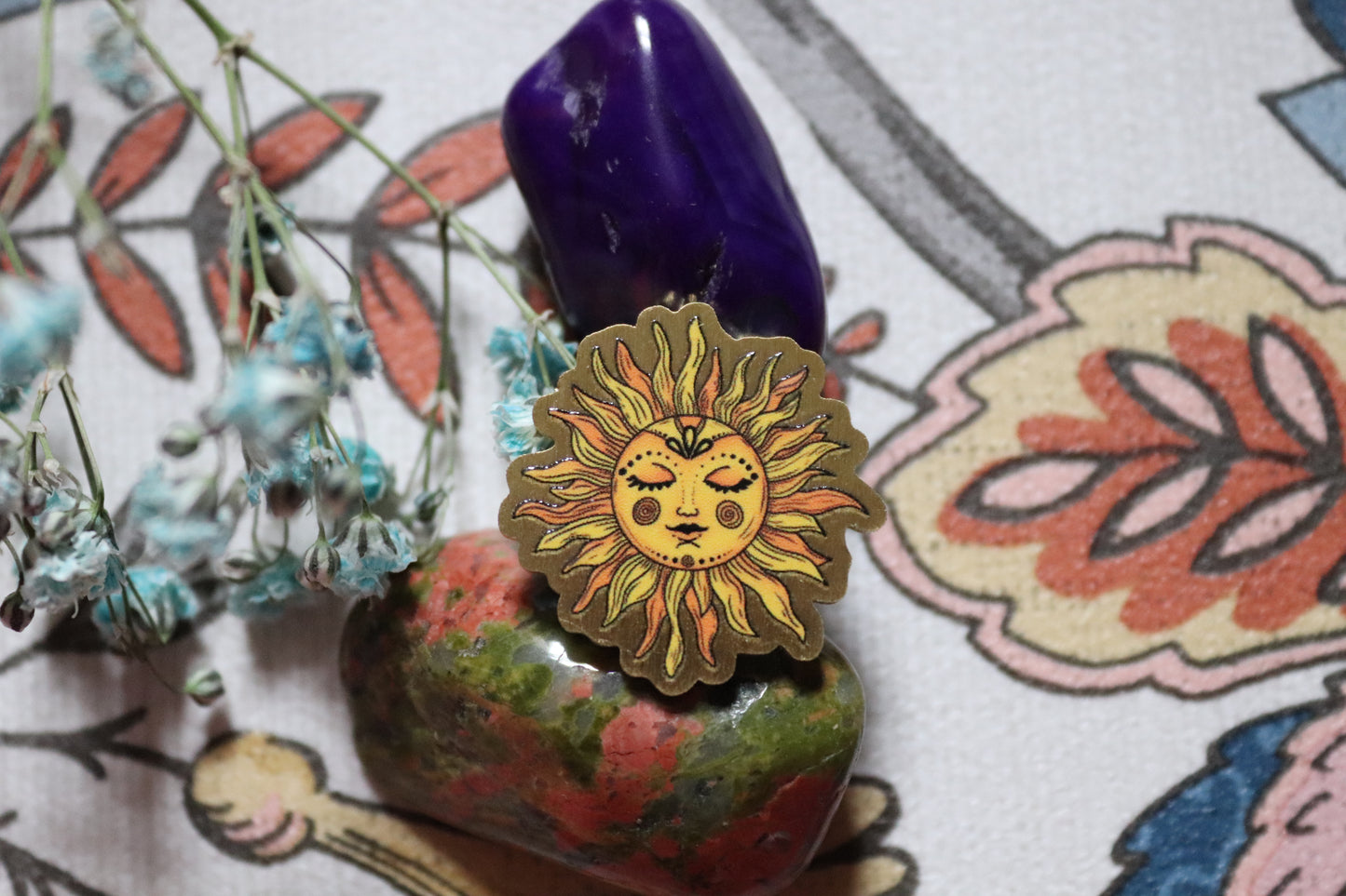 Celestial Sun Metal Pin Badge (Gold) - Of Wild and Wonder