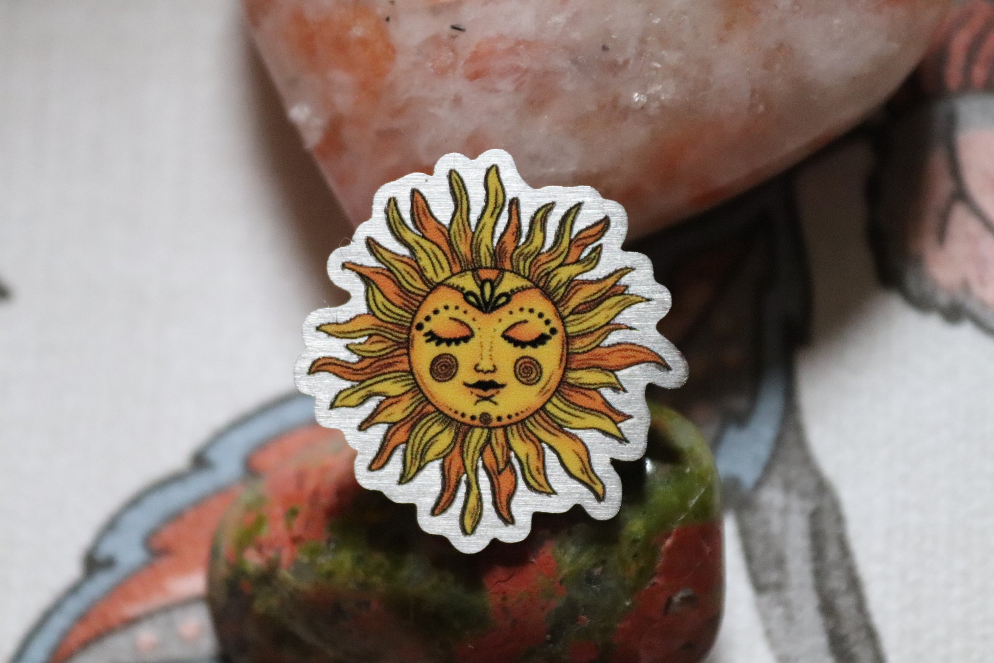 Celestial Sun Metal Pin Badge (silver) - Of Wild and Wonder