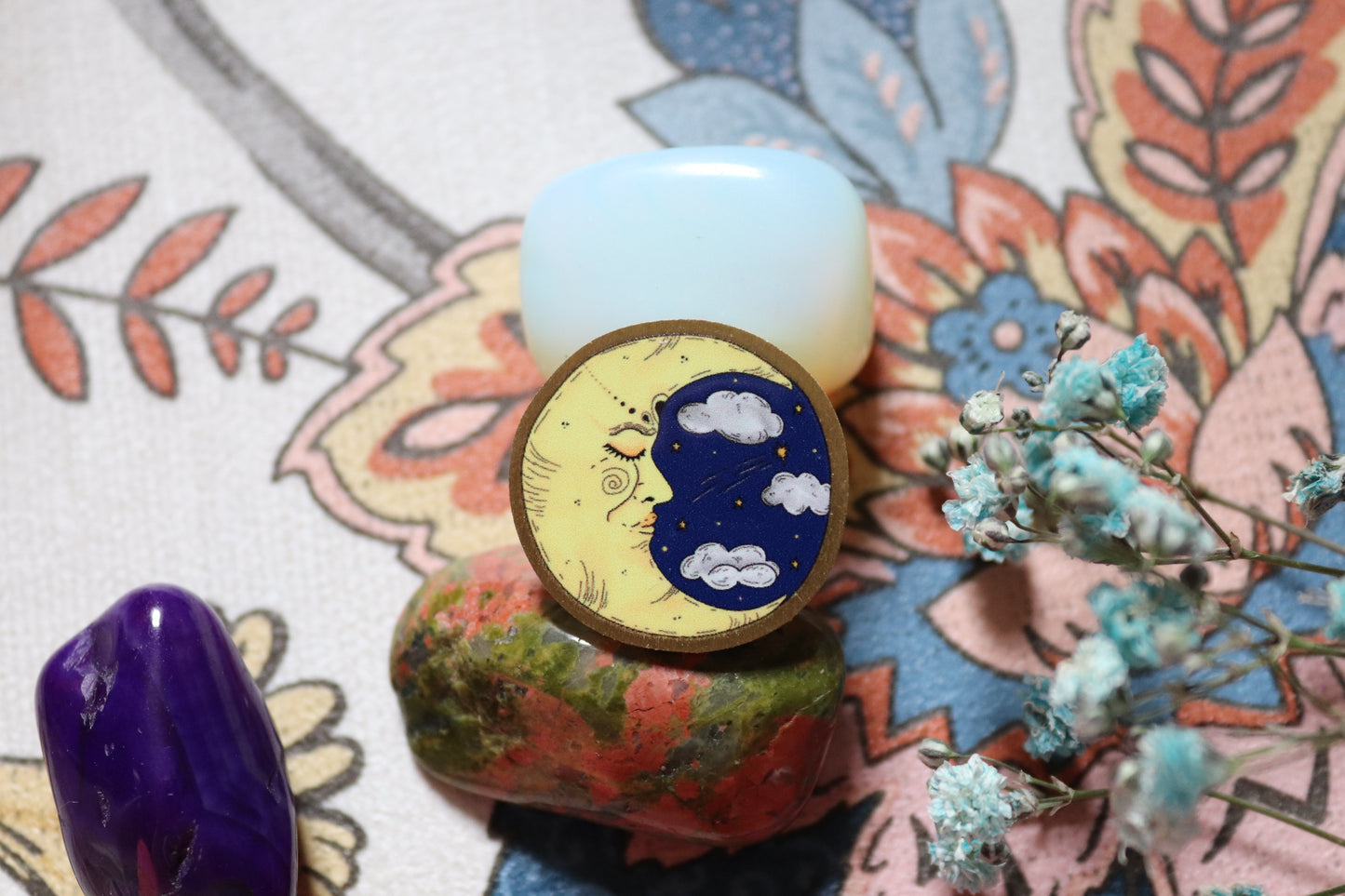Celestial Moon Metal Pin Badge (gold) - Of Wild and Wonder