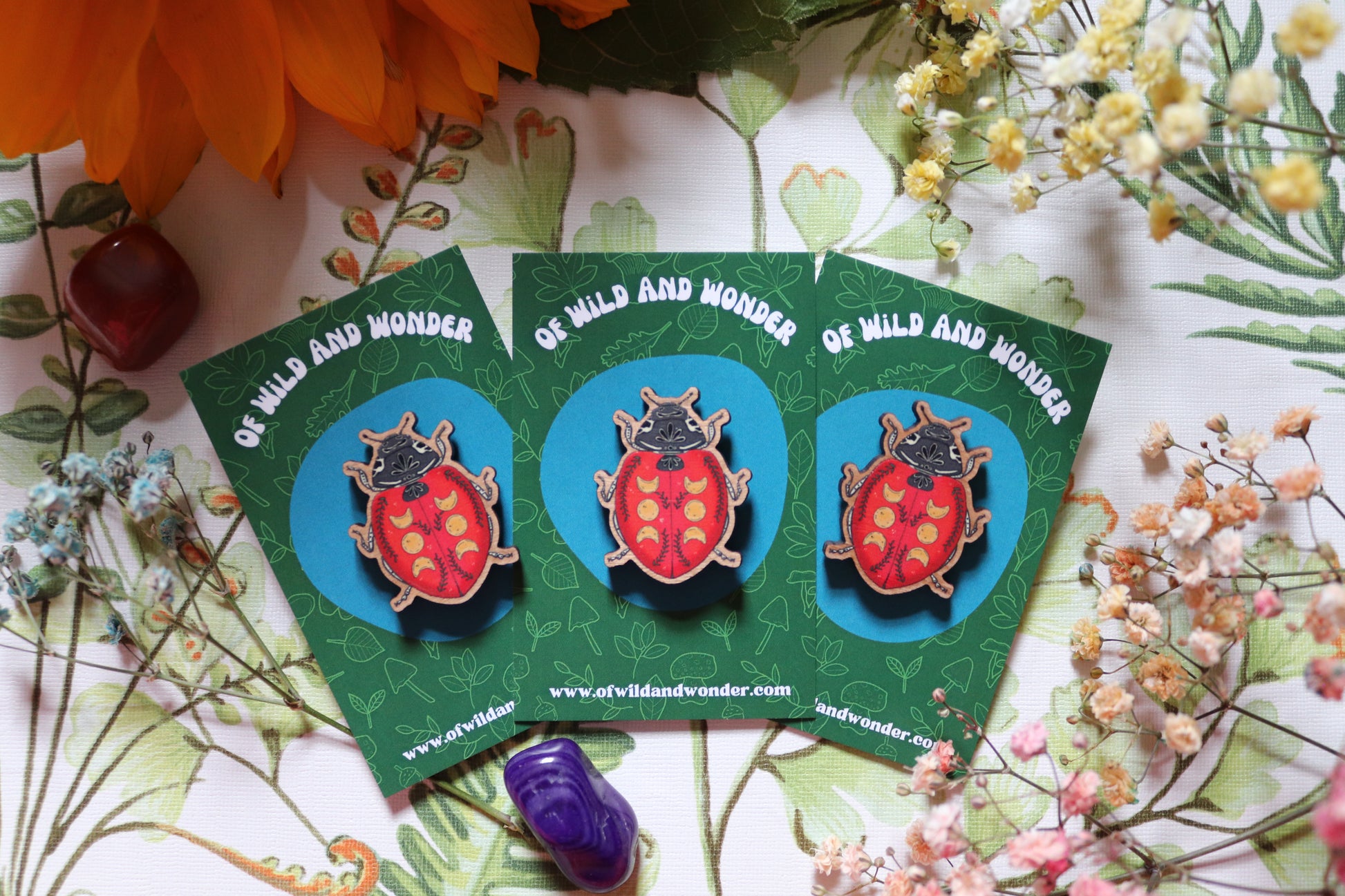 Wooden ladybird pin - Of Wild and Wonder