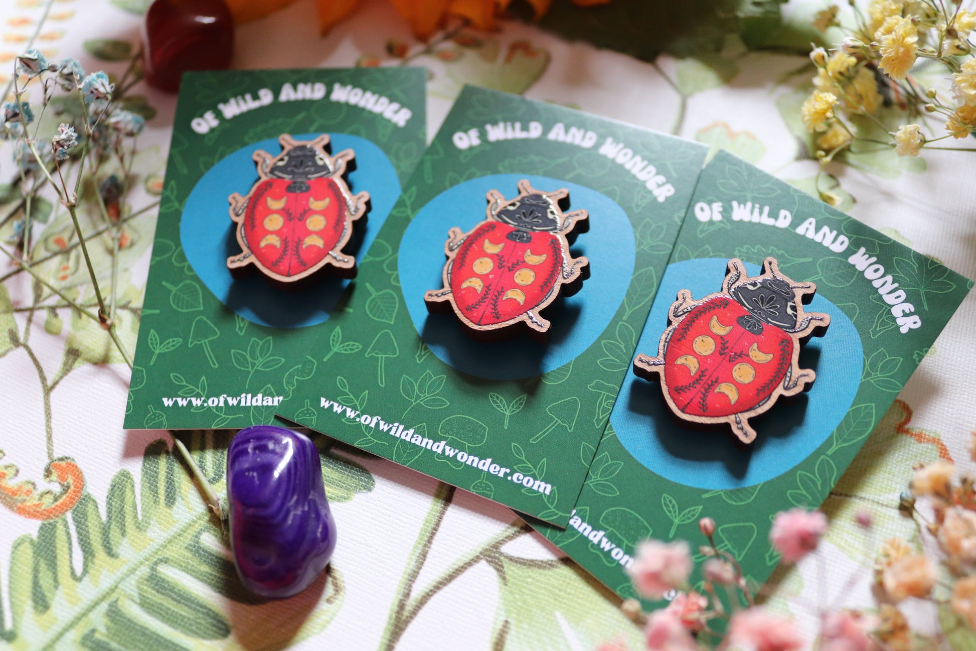Wooden ladybird pin - Of Wild and Wonder