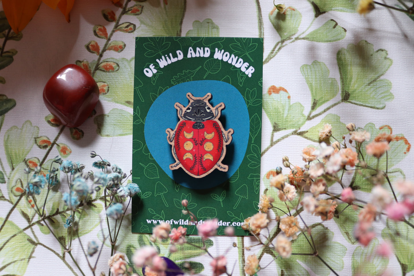 Wooden ladybird pin - Of Wild and Wonder