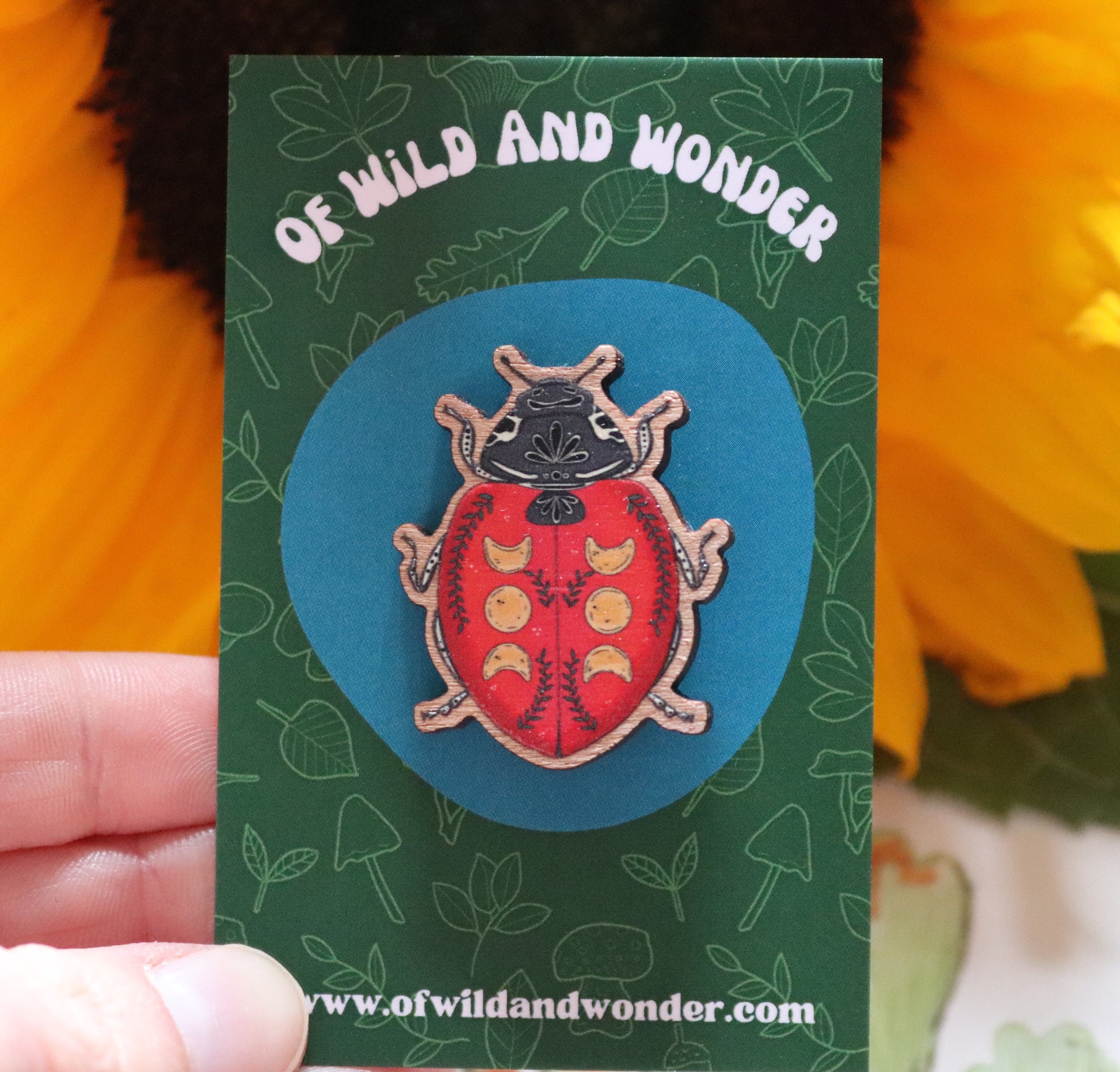 Wooden ladybird pin - Of Wild and Wonder