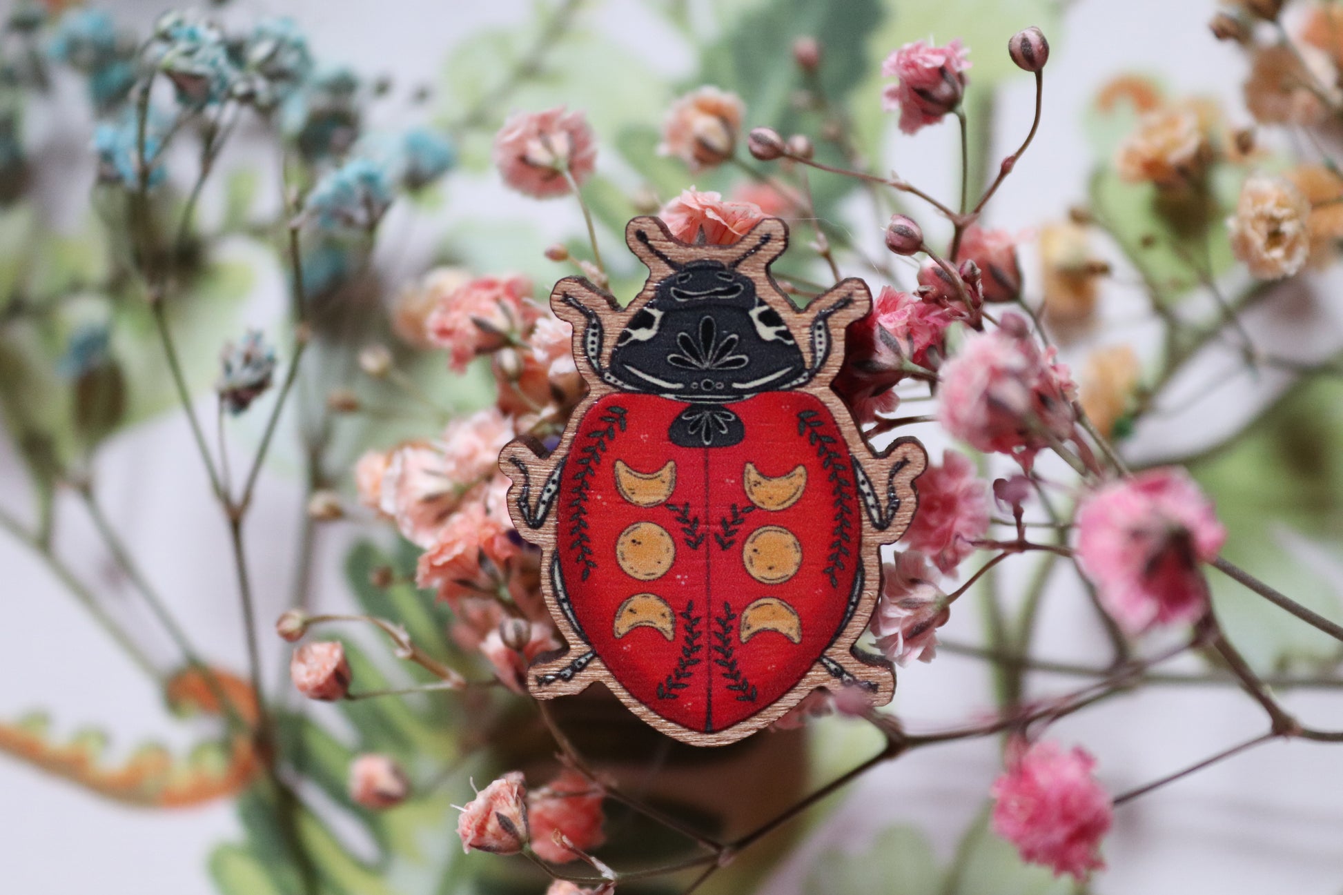 Wooden ladybird pin - Of Wild and Wonder